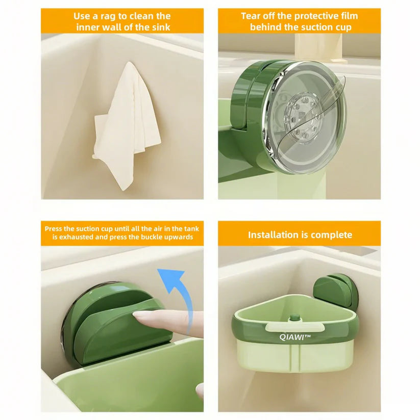 QIAWIâ˘-Suction Cup Sink Corner Rack